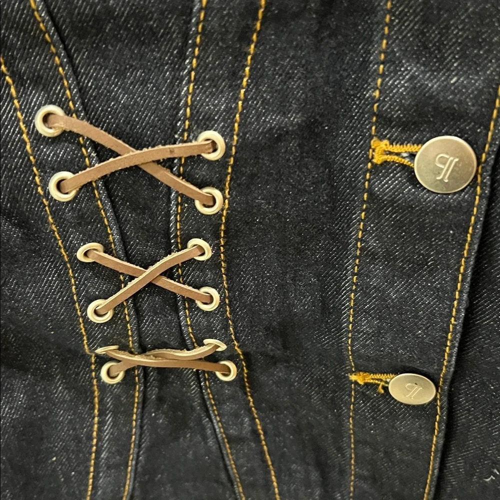 NWT $168 ANTHROPOLOGIE Pilcro Corset Denim Jacket oversized XXS will work for XS - Picture 5 of 10